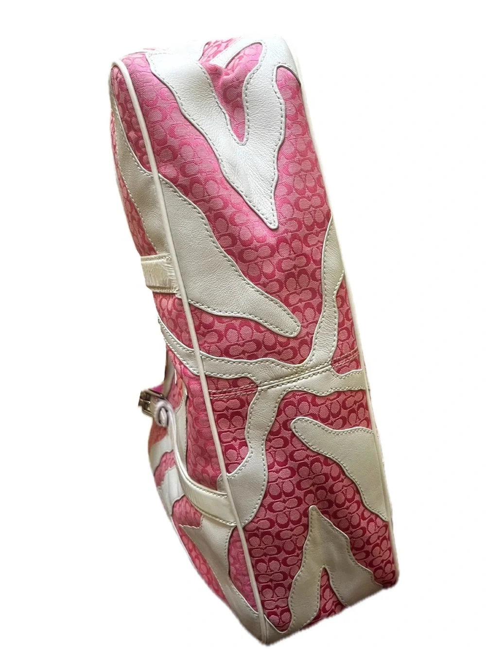 Coach Vintage Zebra Patchwork Limited Edition White & Pink Mini Cs Gallery Tote - Picture 5 of 15